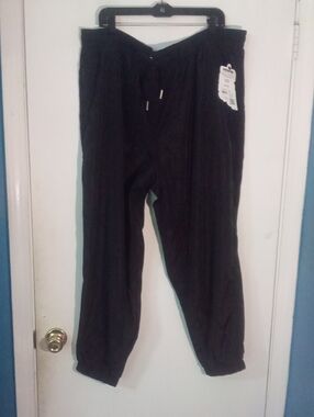 Love & Sports Black Drawstring Active Pants Sz 22 3XL NWT $30